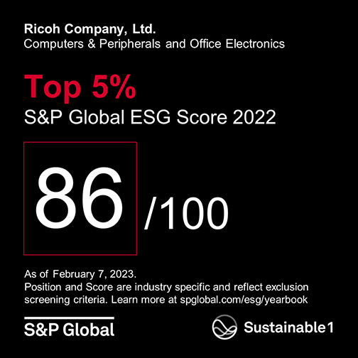 Ricoh byl společností S&P Global zařazen do Sustainability Yearbook 2023 již pátý rok po sobě