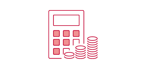 A calculator with a clock and a location pin, all connected by a circular arrow.